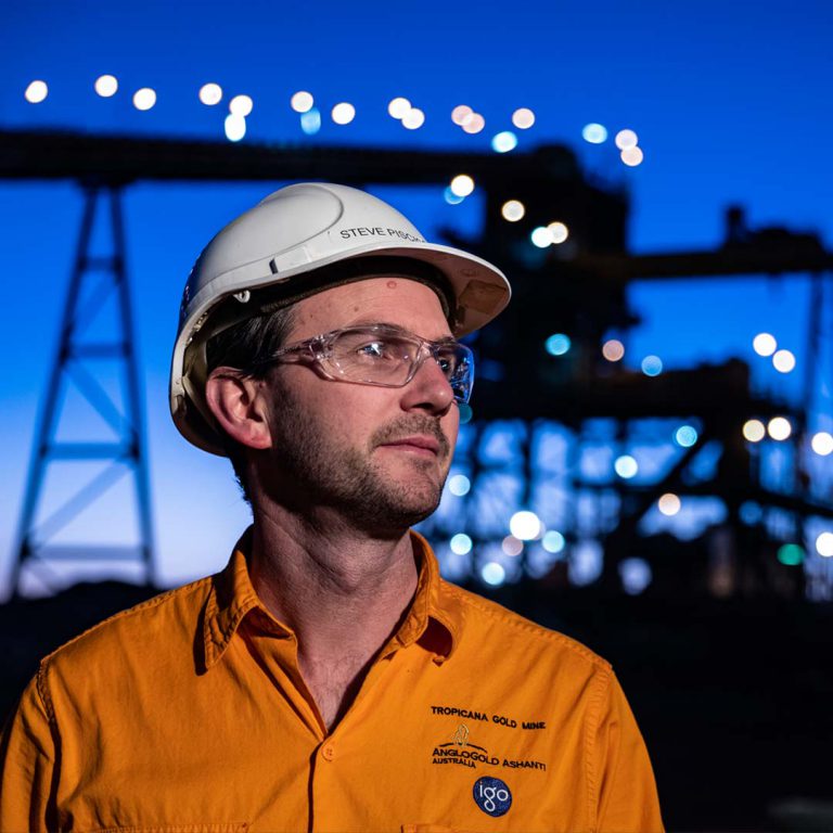 employee at sunset